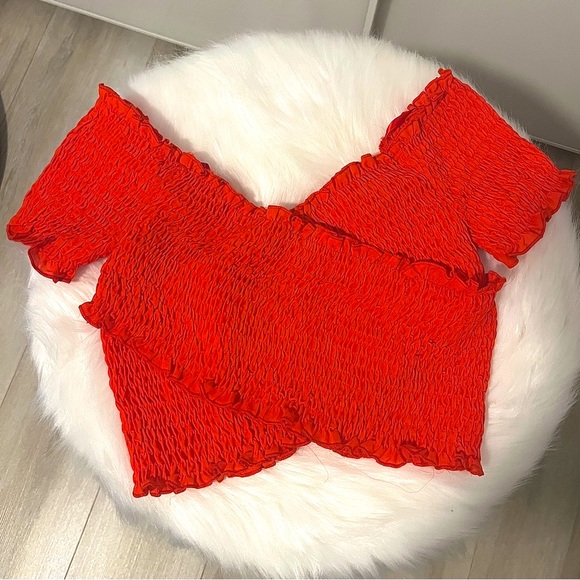 The Indigo Child Smocked Crisscross Crop Top - Picture 2 of 3